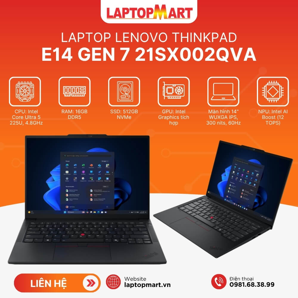 Laptop Lenovo ThinkPad E14 Gen 7 21SX002QVA | LaptopMart