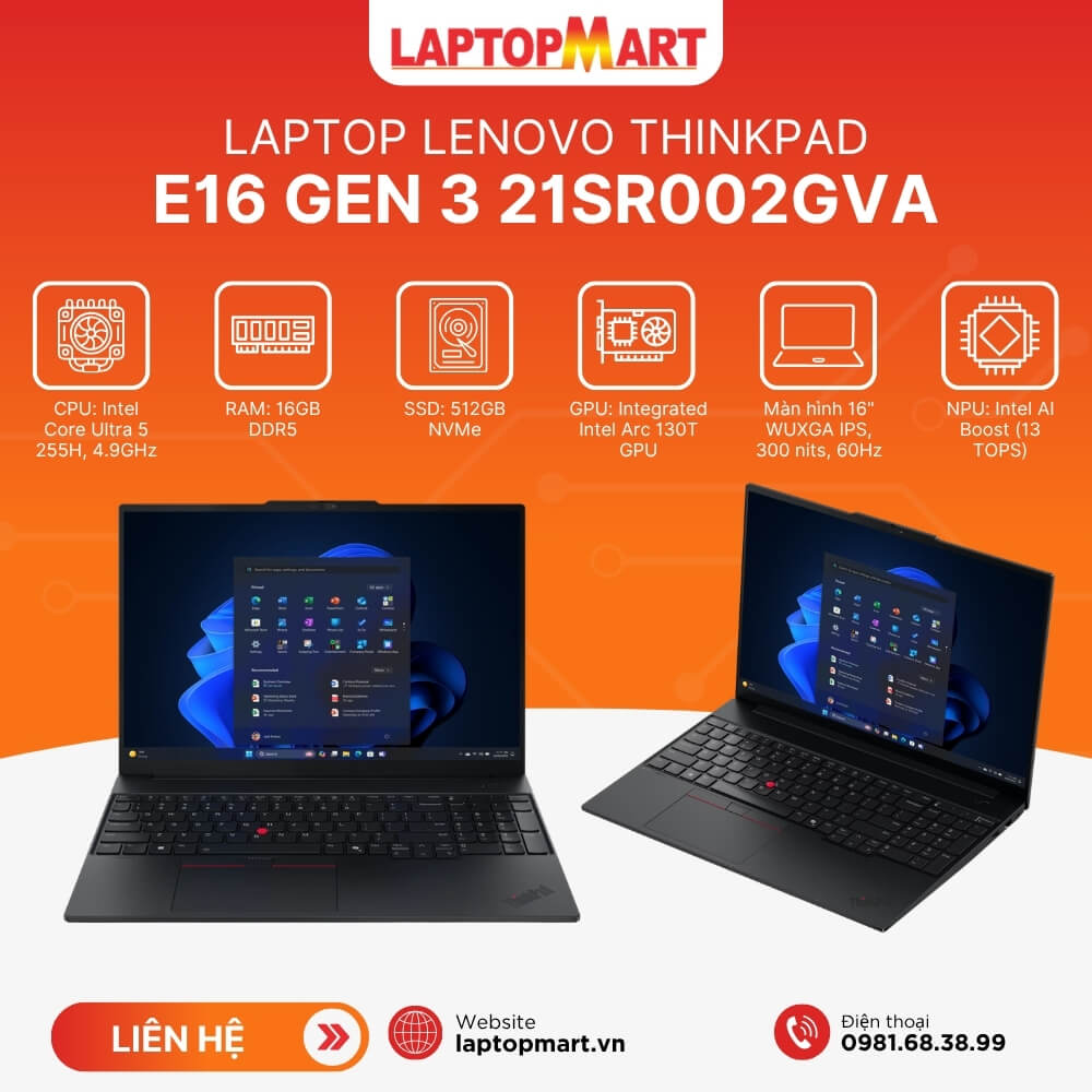 Laptop Lenovo ThinkPad E16 Gen 3 21SR002GVA | LaptopMart