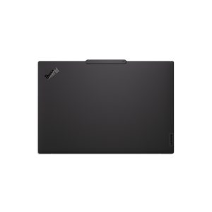 Laptop Lenovo ThinkPad P1 Gen 8 | Core Ultra 7 255H | Ram 32GB/64GB | SSD 1TB | VGA RTX PRO 1000/2000 | 16 inch WQUXGA/3.2K | No OS/Win 11 Pro | BH 3 năm 3 Mặt lưng Laptop Lenovo ThinkPad P1 Gen 8 nhìn từ trên xuống khi gập nắp, nắp máy đen nhám với logo ThinkPad ở góc trên trái, chữ P1 cạnh cụm camera nhô lên và logo Lenovo ở góc dưới phải