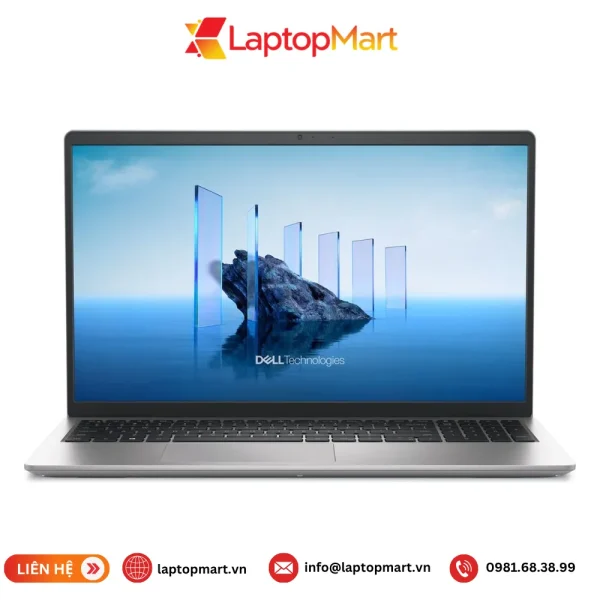 Laptop Dell 15 DC15255 màu bạc, mở nắp nhìn từ mặt trước